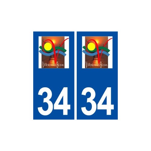 34 Villeneuve lès Béziers logo ville autocollant plaque stickers