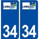 34 Lamalou les Bains logo ville autocollant plaque stickers