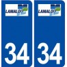 34 Lamalou les Bains logo ville autocollant plaque stickers