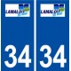 34 Lamalou les Bains logo ville autocollant plaque stickers