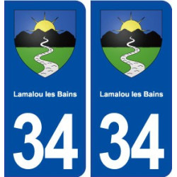 34 Lamalou les Bains blason ville autocollant plaque stickers