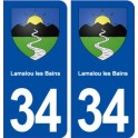 34 Lamalou les Bains blason ville autocollant plaque stickers