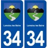 34 Lamalou les Bains blason ville autocollant plaque stickers