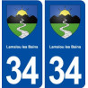 34 Lamalou les Bains blason ville autocollant plaque stickers