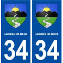 34 Lamalou les Bains blason ville autocollant plaque stickers