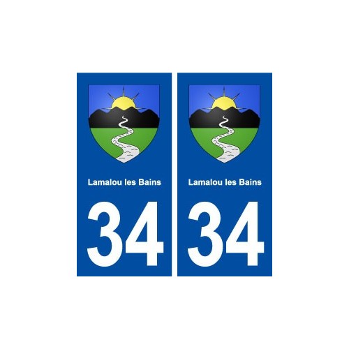 34 Lamalou les Bains blason ville autocollant plaque stickers