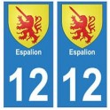 12 Espalion stadt aufkleber platte