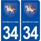 34 Saint Martin de Londres blason ville autocollant plaque stickers