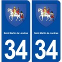 34 Saint Martin de Londres blason ville autocollant plaque stickers