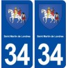 34 Saint Martin de Londres blason ville autocollant plaque stickers