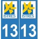 13 Istres ville autocollant plaque