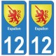 12 Espalion ville autocollant plaque