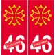 46 Occitan fond rouge autocollant plaque sticker numéro 46