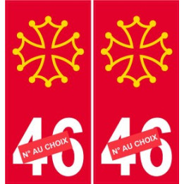 46 Occitan fond rouge autocollant plaque sticker numéro 46