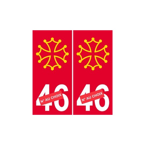46 Occitan fond rouge autocollant plaque sticker numéro 46