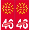 46 Occitan fond rouge autocollant plaque sticker numéro 46
