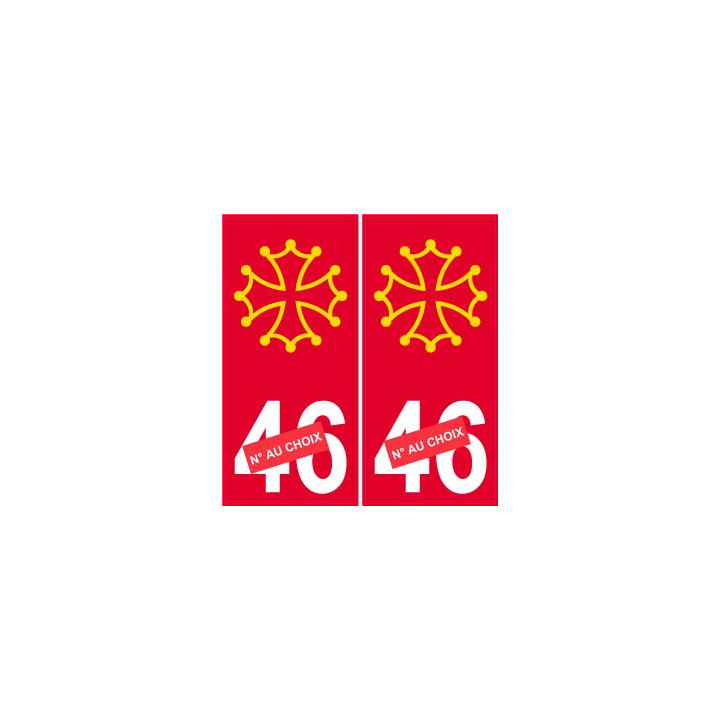 46 Occitan fond rouge autocollant plaque sticker numéro 46