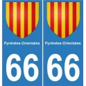 66 los Pirineos Orientales de la etiqueta engomada de la placa de escudo de armas el escudo de armas de pegatinas departamento