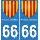 66 Pyrénées-Orientales autocollant plaque blason armoiries stickers département