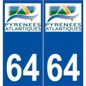 64 Pyrénées Atlantiques aufkleber typenschild aufkleber logo CG64