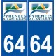 64 Pyrénées Atlantiques autocollant plaque sticker logo CG64