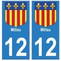 12 de la ciudad de Millau placa etiqueta