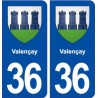 36 Valençay blason ville autocollant plaque stickers