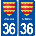 36 Ardentes blason ville autocollant plaque stickers