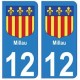 12 Millau ville autocollant plaque