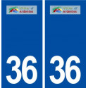 36 Ardentes logo ville autocollant plaque stickers
