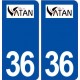36 Vatan logo ville autocollant plaque stickers
