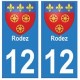 12 Rodez stadt aufkleber platte