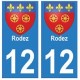 12 Rodez ville autocollant plaque
