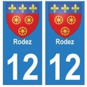 12 Rodez stadt aufkleber platte