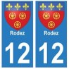 12 Rodez stadt aufkleber platte