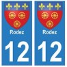 12 de la ciudad de Rodez placa etiqueta