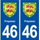 46 Prayssac blason ville autocollant plaque stickers département