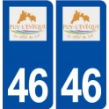 46 Puy L'Evêque logo ville autocollant plaque stickers département