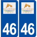 46 Puy L'Evêque logo ville autocollant plaque stickers département