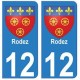 12 Rodez ville autocollant plaque