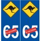 Kangourou australie  sticker auto numéro choix autocollant plaque immatriculation