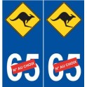 Kangourou australie  sticker auto numéro choix autocollant plaque immatriculation