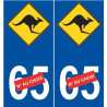Kangourou australie  sticker auto numéro choix autocollant plaque immatriculation