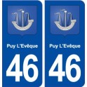 46 Puy L'Evêque blason ville autocollant plaque stickers département