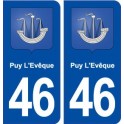 46 Puy L'Evêque blason ville autocollant plaque stickers département