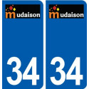 34 Mudaison logo autocollant plaque immatriculation ville