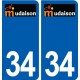 34 Mudaison logo autocollant plaque immatriculation ville