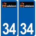 34 Mudaison logo autocollant plaque immatriculation ville