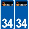 34 Mudaison logo autocollant plaque immatriculation ville
