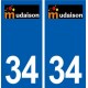 34 Mudaison logo autocollant plaque immatriculation ville